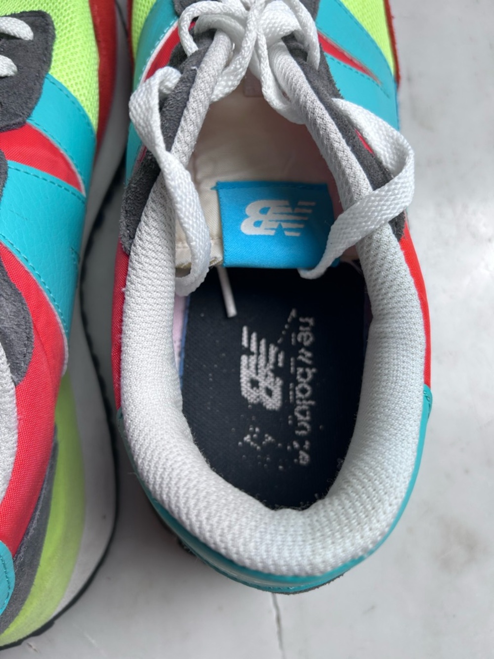 New Balance 237 Neon Lime, Teal & Red Retro Runner men’s size 10 - Picture 4 of 11